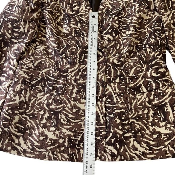 Kasper Pure Silk 2-Piece Blazer  Camisole Brown Black Cream Abstract Size US 8 - Picture 12 of 16